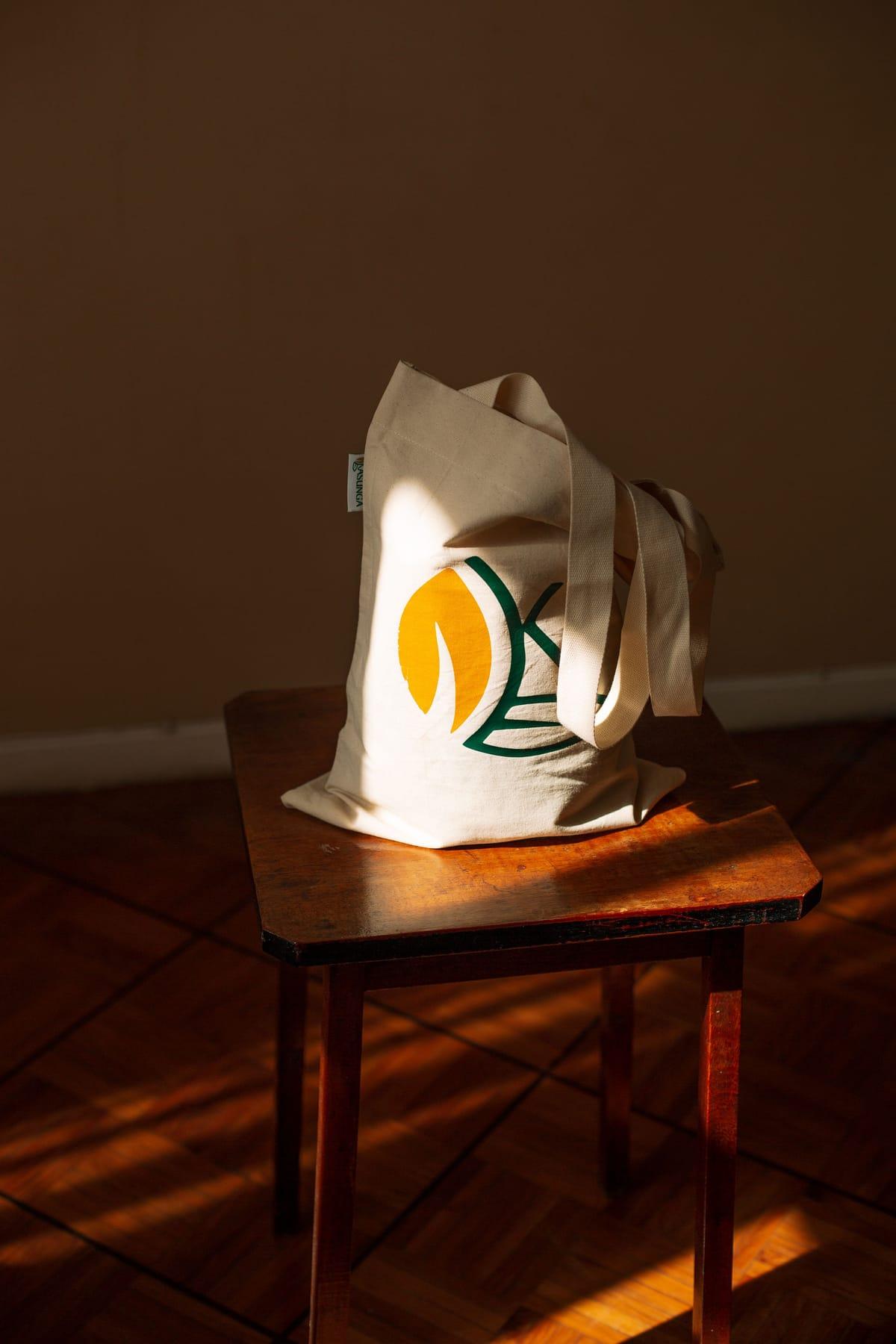 Sacola de lona de algodão com estampa